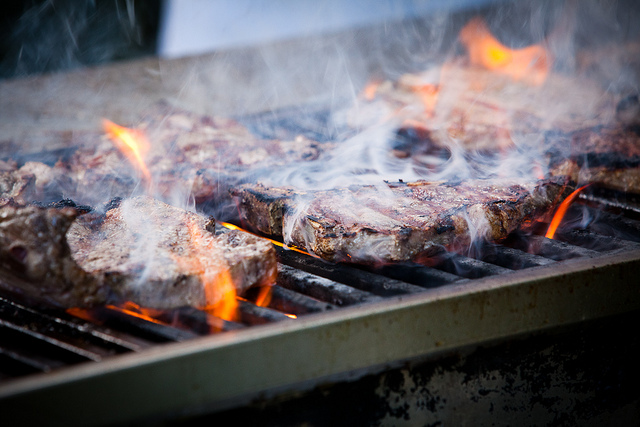 Sizzlin' Steaks on an Open Grill