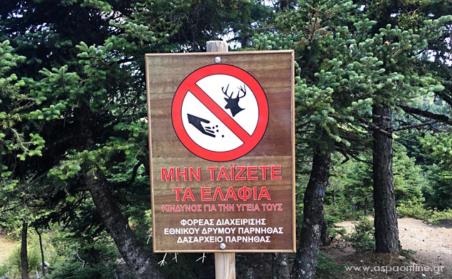 Τάισμα ελαφιών πινακίδα